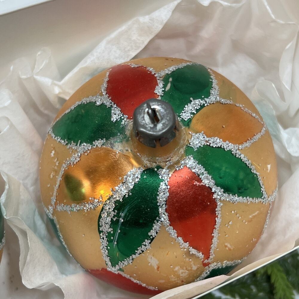 Vintage Christmas Ornaments Mercury Glass Harlequin Pattern 3.25” Set of 2 Ball - Picture 11 of 16